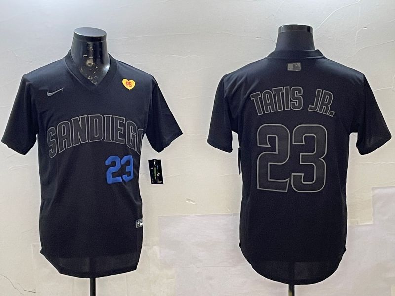 Men San Diego Padres 23 Tatis jr Black Throwback Game 2025 Nike MLB Jersey style 9